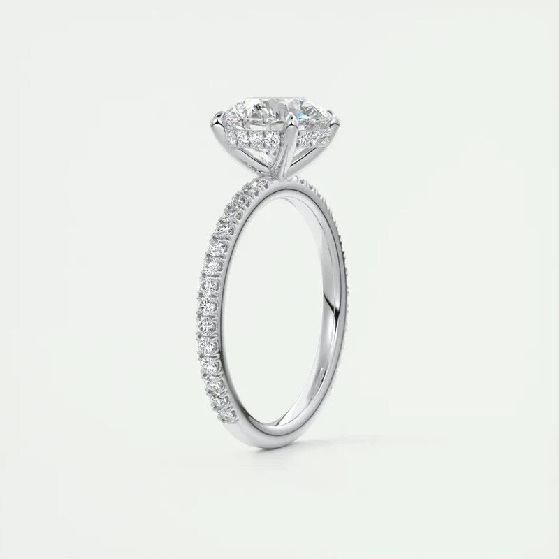 2ct solitaire hidden halo pave band