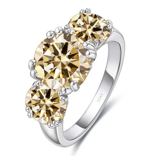 Trio Champagne Moissanite 5ct solitaire