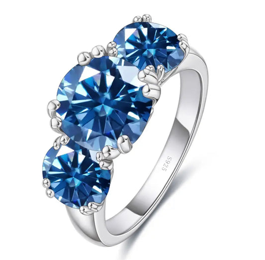 Trio blue Moissanite 5ct solitaire