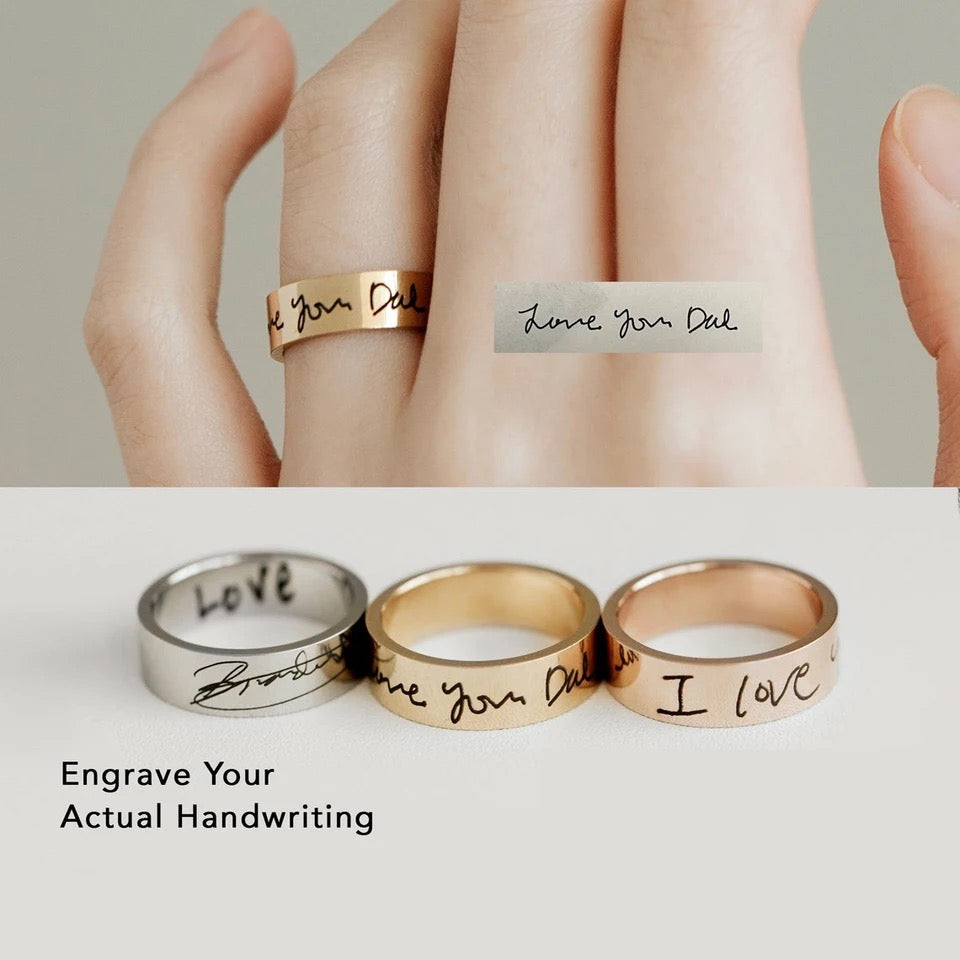 Handwritten engraved ring