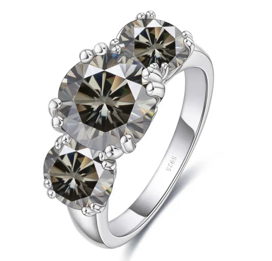 Trio grey Moissanite 5ct solitaire