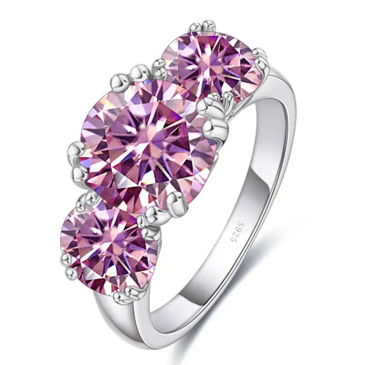 Trio pink Moissanite 5ct solitaire