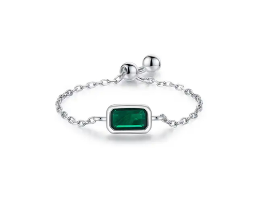 Happiness chain emerald green baguette