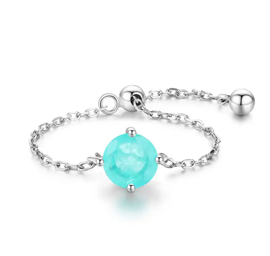 Happiness chain aqua tourmaline round